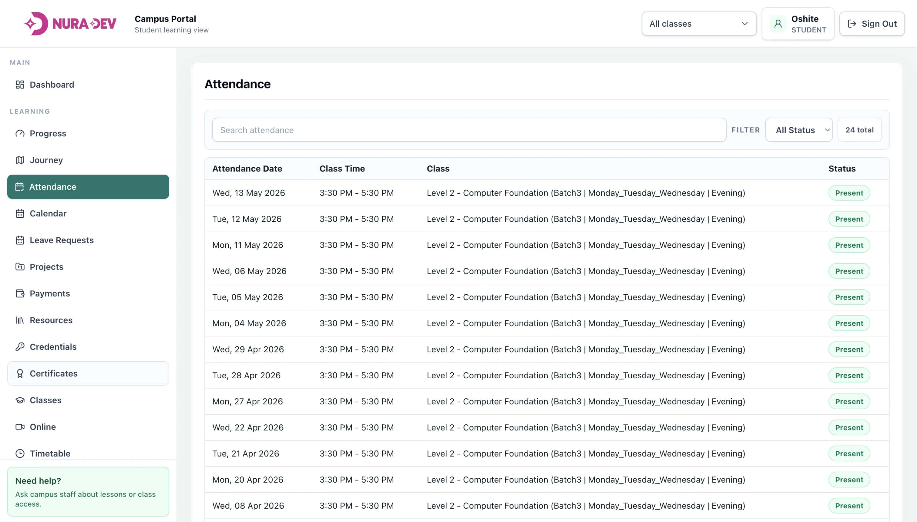 Portal management screen