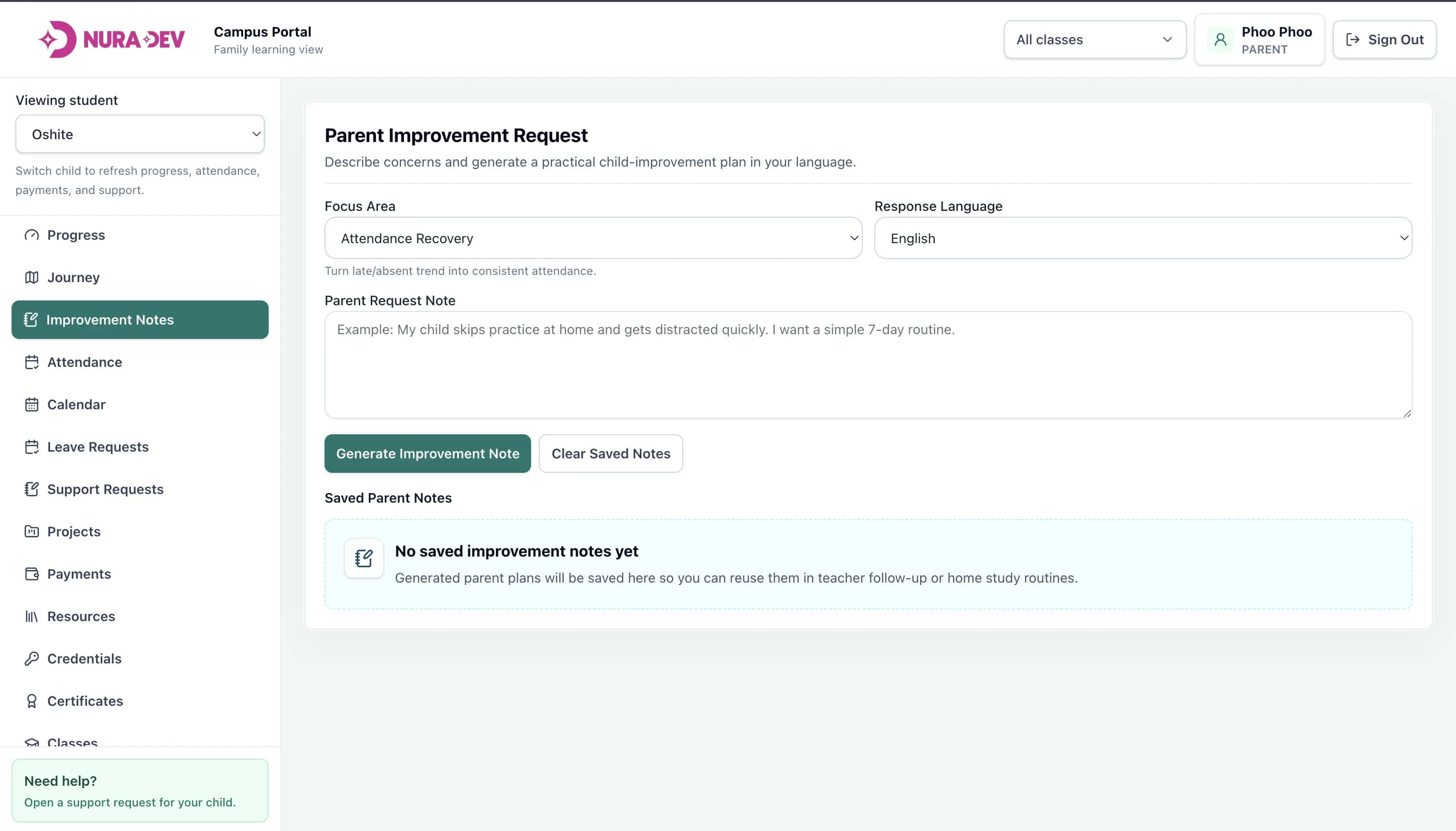 AI assistant planning dashboard