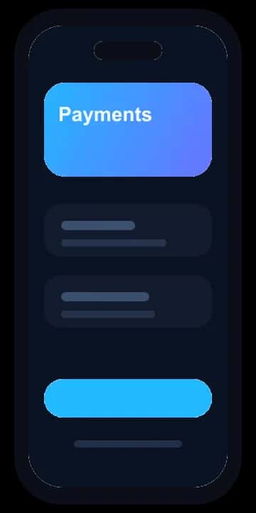 Payment mobile app screen