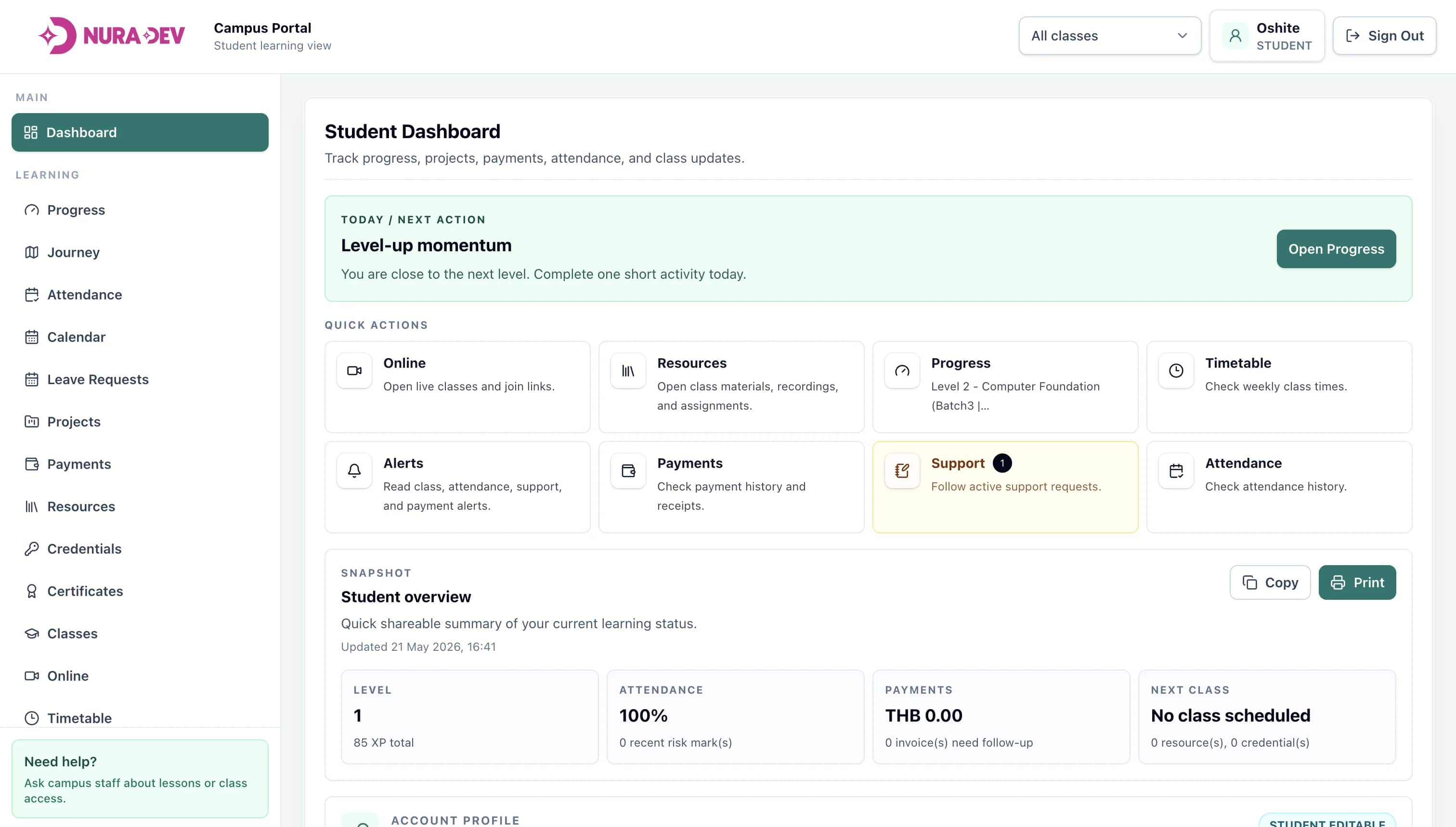 Custom software team workspace screen