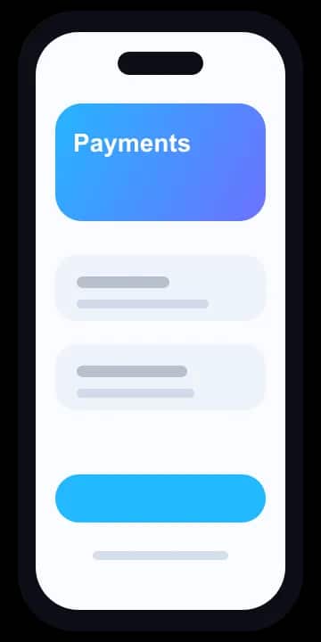 Mobile app main phone screen