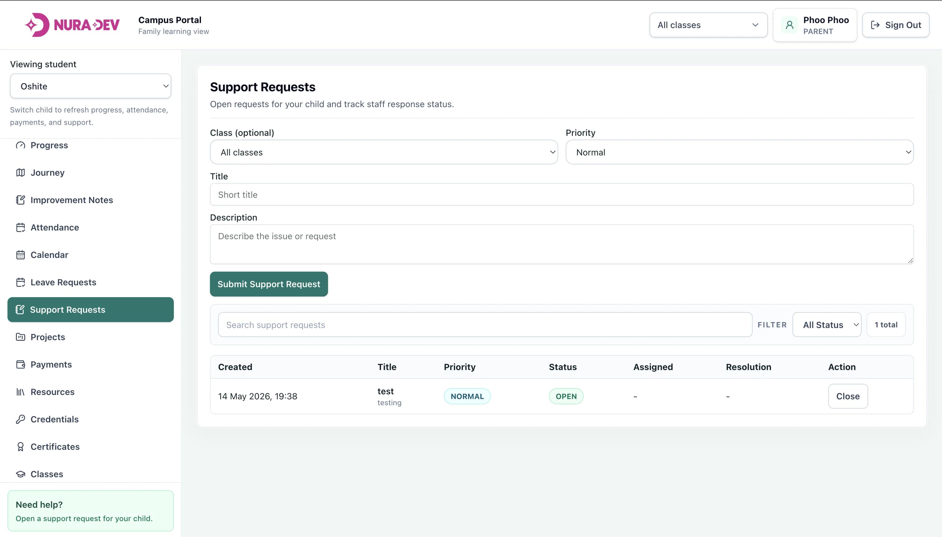 Nura Dev Admin Teacher Portal web product screen 6