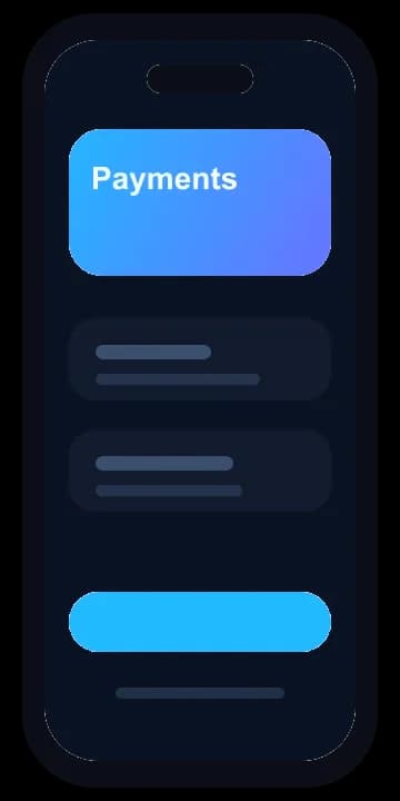 Mobile payment app screen in device frame